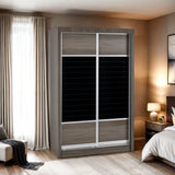 Lisbon 2 Door Sliding Wardrobe – Black Wood Grain Finish