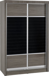 Lisbon 2 Door Sliding Wardrobe – Black Wood Grain Finish
