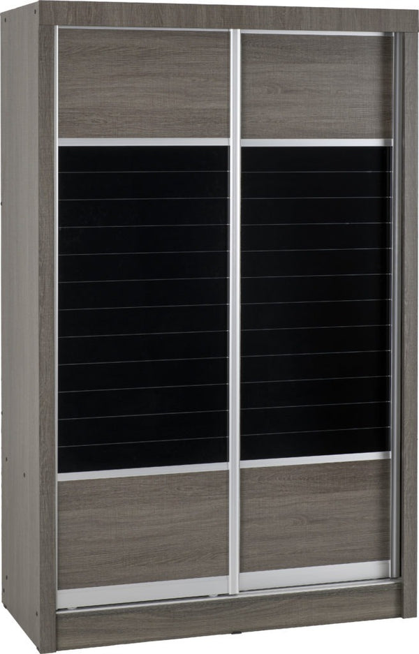 Lisbon 2 Door Sliding Wardrobe – Black Wood Grain Finish