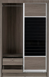 Lisbon 2 Door Sliding Wardrobe – Black Wood Grain Finish