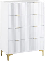 Miami 5 Drawer Chest (3+2) – White & Gold Finish