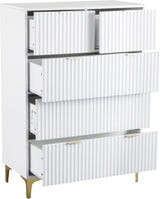 Miami 5 Drawer Chest (3+2) – White & Gold Finish