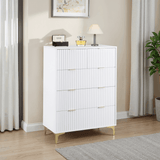 Miami 5 Drawer Chest (3+2) – White & Gold Finish