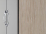 NEVADA 2 DOOR 1 DRAWER WARDROBE - GREY GLOSS/LIGHT OAK EFFECT VENEER