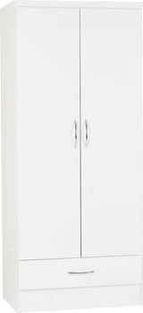 NEVADA 2 DOOR 1 DRAWER WARDROBE - WHITE GLOSS