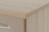NEVADA 3 DRAWER BEDSIDE - OYSTER GLOSS/LIGHT OAK EFFECT VENEER