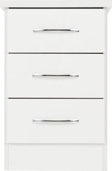 NEVADA 3 DRAWER BEDSIDE - WHITE GLOSS