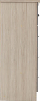 Nevada 5 Drawer Chest (3+2) – Grey Gloss & Light Oak Effect Veneer