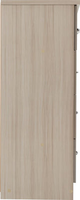 Nevada 5 Drawer Chest (3+2) – Grey Gloss & Light Oak Effect Veneer