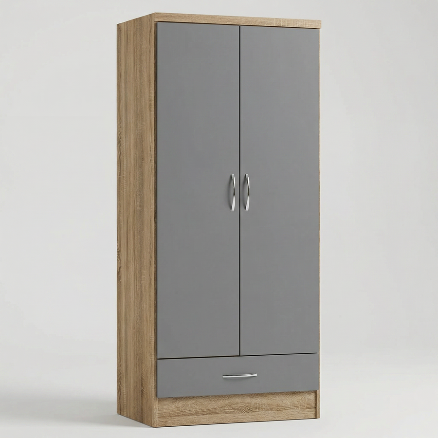 NEVADA 2 DOOR 1 DRAWER WARDROBE - SONOMA OAK EFFECT