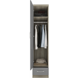 NEVADA 1 DOOR 1 DRAWER WARDROBE - GREY GLOSS/LIGHT OAK EFFECT VENEER