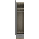 NEVADA 1 DOOR 1 DRAWER WARDROBE - GREY GLOSS/LIGHT OAK EFFECT VENEER