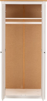 PANAMA 2 DOOR WARDROBE - WHITE/NATURAL WAX
