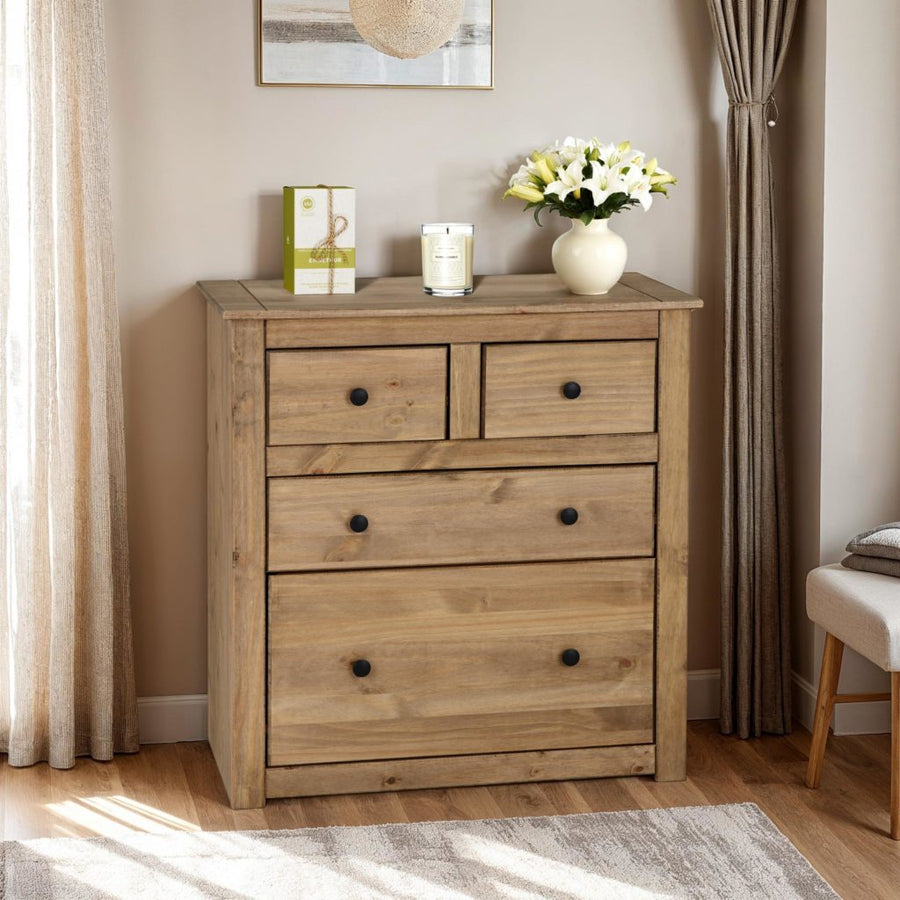 PANAMA 4 DRAWER CHEST - NATURAL WAX