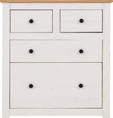 PANAMA 2+2 DRAWER CHEST - WHITE/NATURAL WAX