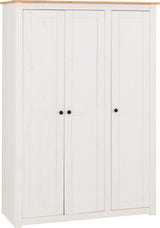 PANAMA 3 DOOR WARDROBE - WHITE/NATURAL WAX