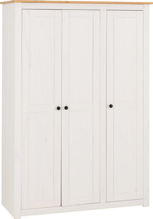 PANAMA 3 DOOR WARDROBE - WHITE/NATURAL WAX