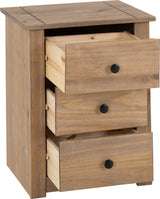 PANAMA 3 DRAWER BEDSIDE - NATURAL WAX