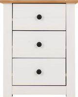 PANAMA 3 DRAWER BEDSIDE - WHITE/NATURAL WAX