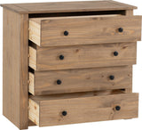 Panama 4 Drawer Chest (2+2) – Natural Wax Finish