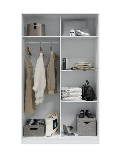 AM Slider White Oak Effect Small Narrow Sliding 2 Door Wardrobe 120cm Wide - 3209