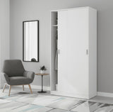 AM Slider White Small Narrow Sliding 2 Door Wardrobe - 3207