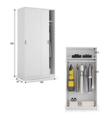 AM Slider White Small Narrow Sliding 2 Door Wardrobe - 3207