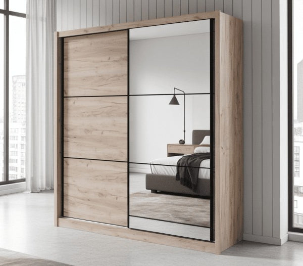 AM Slider Oak Effect Sliding Door Wardrobe 215cm - 11008278