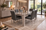 Italian Alexa Fixed Dining Table with 6 Grey Chairs