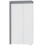 Athens Grey And White Gloss 2 Door Wardrobe With LED Lights - 3167