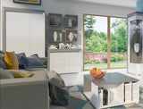 Athens Grey And White Gloss 2 Door Wardrobe With LED Lights - 3167
