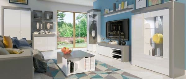 Athens Grey And White Gloss 2 Door Wardrobe With LED Lights - 3167