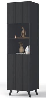 Atlantis Matte Black Tall Display Cabinet - 3183