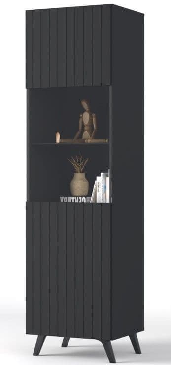 Atlantis Matte Black Tall Display Cabinet - 3183