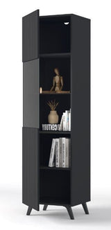 Atlantis Matte Black Tall Display Cabinet - 3183