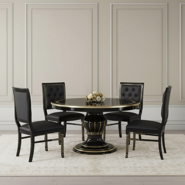 Aurora Round Extendable Table 115(+45) - Black Gold