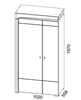 Cadillac Oak Effect And White Gloss 2 Door Wardrobe With LED Lights - 3175
