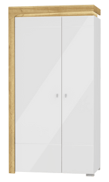 Cadillac Oak Effect And White Gloss 2 Door Wardrobe With LED Lights - 3175