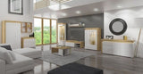 Cadillac Oak Effect And White Gloss 2 Door Wardrobe With LED Lights - 3175