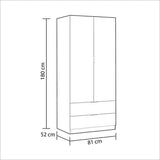 Cairo Artic White Compact 2 Door 2 Drawer Space-Saving Wardrobe LCX222O - 3201