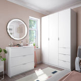 Cairo Artic White Compact 3 Door 3 Drawer Space-Saving 135cm Wardrobe LCX353O - 3204