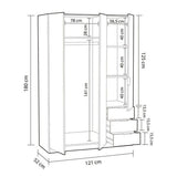 Cairo Artic White Compact 3 Door 3 Drawer Space-Saving Wardrobe LCX323O- 3202