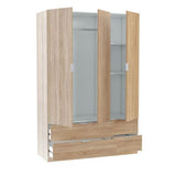 Cairo Oak Effect Compact 3 Door 4 Drawer Space-Saving 135cm Wardrobe LCX453F - 3206