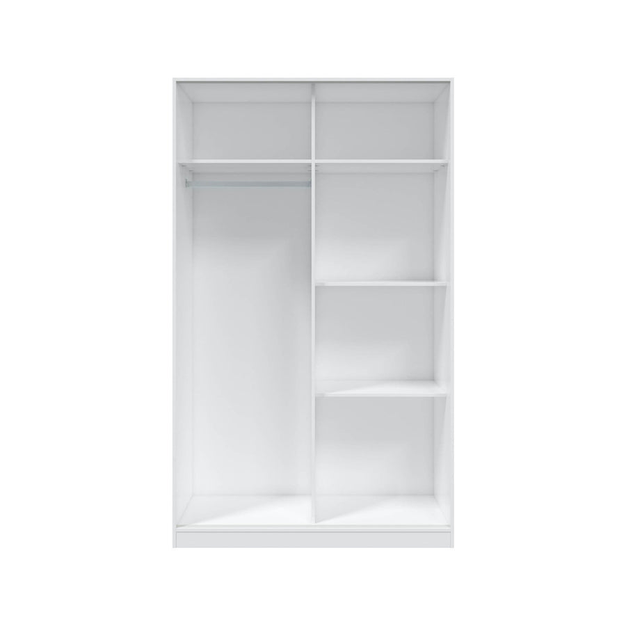 Columbus Artic White and White Oak Effect Small Narrow Sliding 2 Door Wardrobe 120cm Wide - 3209