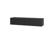 Como Black Slat Effect Wall Mounted Floating Small TV Entertainment Unit - 11014660