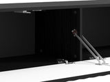 Como Black Slat Effect Wall Mounted Floating Small TV Entertainment Unit - 11014660