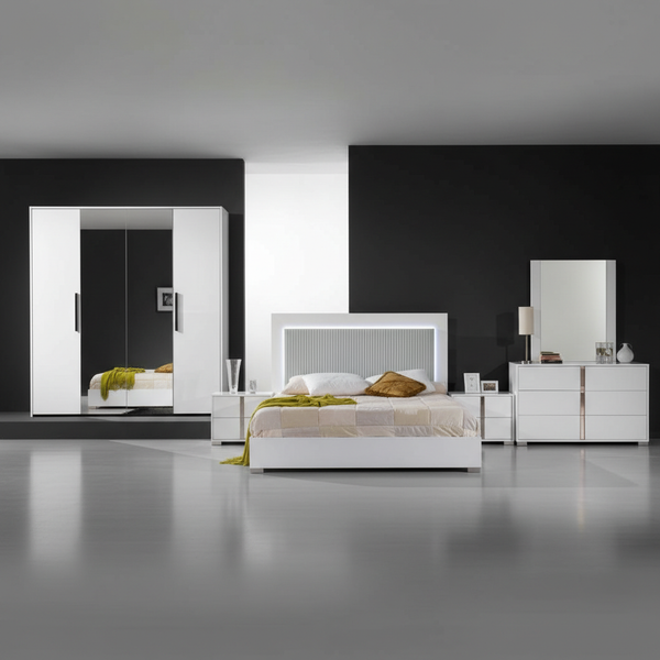 Bella Bedroom Set With 4 Door Wardrobe - White