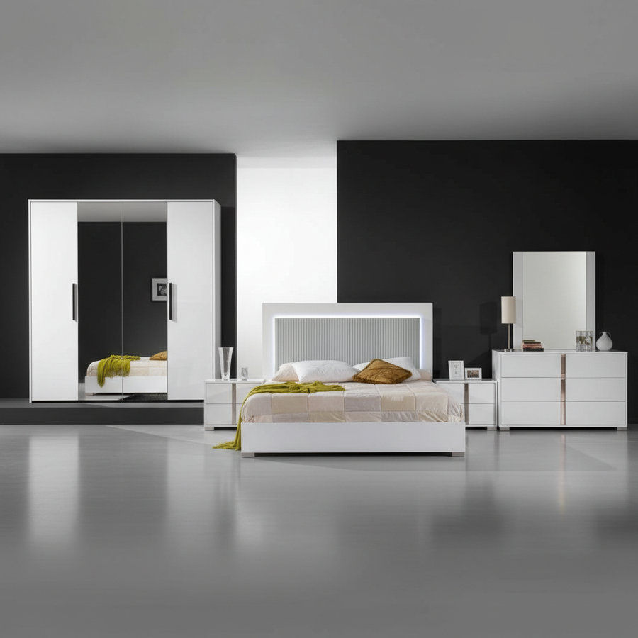 Bella Bedroom Set With 4 Door Wardrobe - White