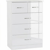 NEVADA 3+2 DRAWER CHEST - WHITE GLOSS
