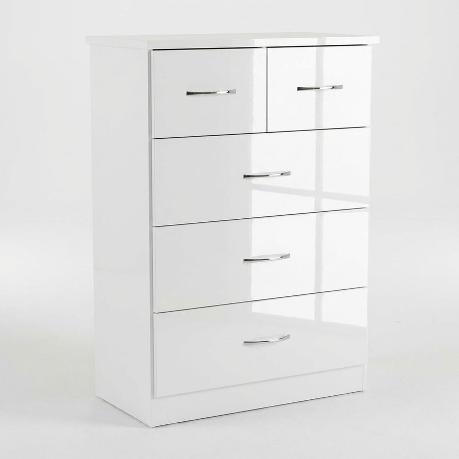 NEVADA 3+2 DRAWER CHEST - WHITE GLOSS